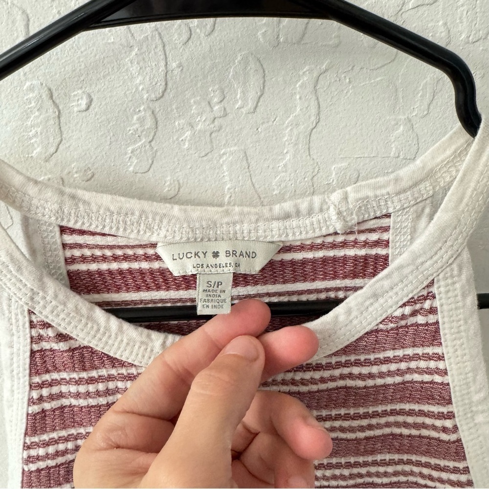 Lucky Brand Women’s Stripe High Neck Red White Tank Top Small - Picture 3 of 4